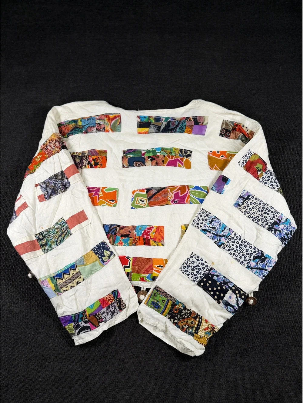 Nativewear Designs Women's Patchwork Cotton Jacket with Drawstring and Buttoned-